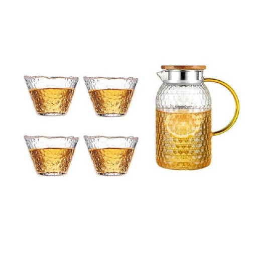 Set med glas och vattenkokare 5 st