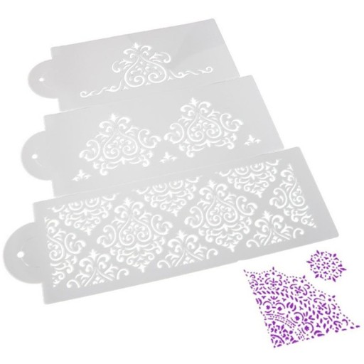 Set med 3 dekorativa stenciler med ornament