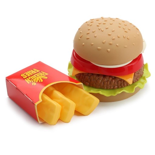 Vikbar hamburgare med pommes frites