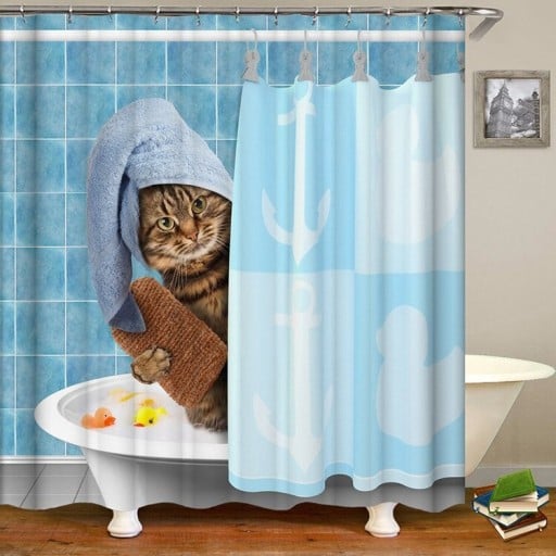 Duschdraperi med katt