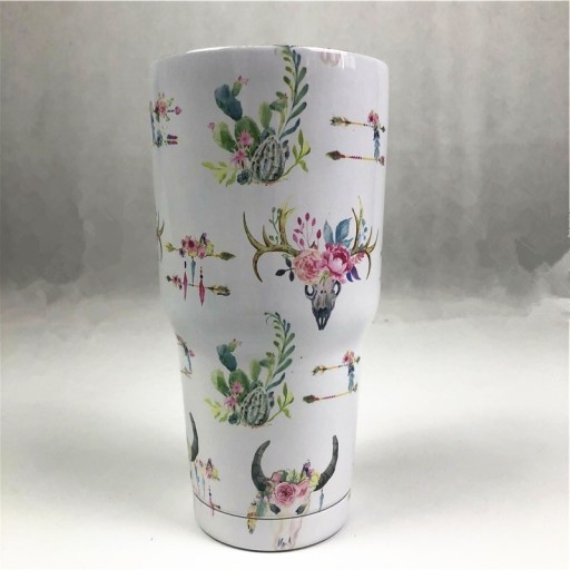 Termosmugg med blommotiv