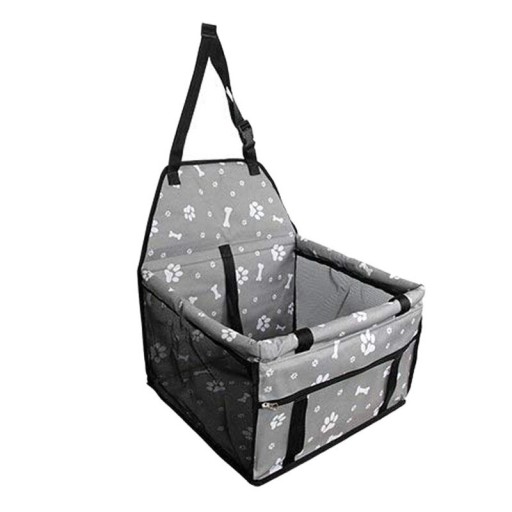 Bilbarnstol för liten hund Fällbar box för bil med fäste för nackstöd Säkerhetsbälte med karbinhake Oxfordtyg 40 x 30 x 25 cm Grå
