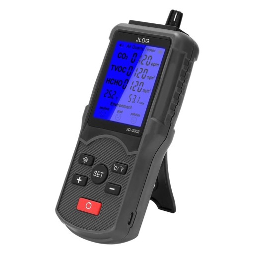 8-i-1 luftkvalitetsmåler med CO2-sensor, kuldioxid, TVOC, temperatur- og fugtighedsmåler, bærbar gasanalysator til hjemmet og kontoret