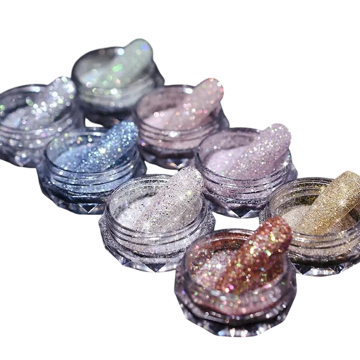 8 pcs Poudre de diamant cristallin pour ongles Poudre scintillante dans des couleurs douces pour manucure et nail art