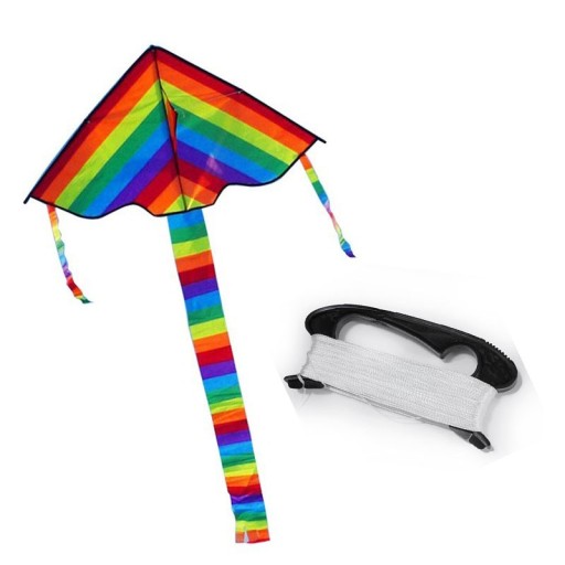 Rainbow flygande drake i triangelform + handtag