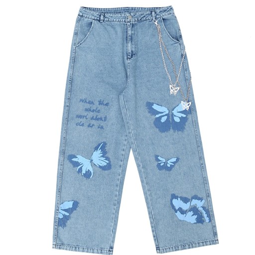 Jeans med fjärilar