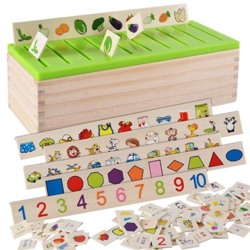 Pedagogisk sorteringslåda med bilder