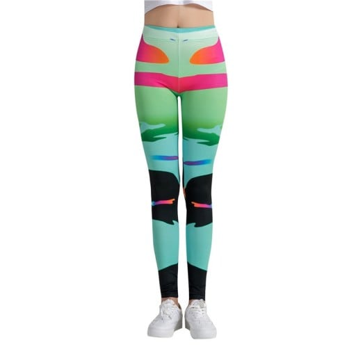 3D-leggings för kvinnor med färgglada tryck
