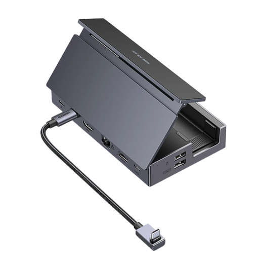 9-in-1 dockingstation voor Steam Deck 14 x 8 x 2,5 cm HDMI 4K 60Hz USB-C PD 100W USB 3.2 RJ45 SD TF-lezer Antislipstandaard Hogesnelheidspoorten