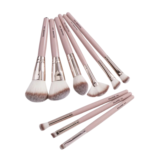 9 ks sada štětců na makeup syntetické štětiny hliník dřevo pro nanášení stínování make-upu tvářenky korektoru a obočí