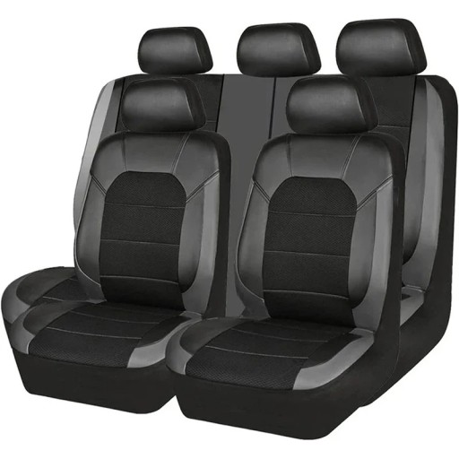 9 pcs fundas para asientos de coche, cuero PU, fundas para asientos delanteros y traseros, reposacabezas, dimensiones 135x76 cm, 135x56 cm