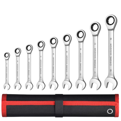 9 Piece Combination Spanner Set Steel Ratchet Spanners 8 - 19 mm Hobby Accessories
