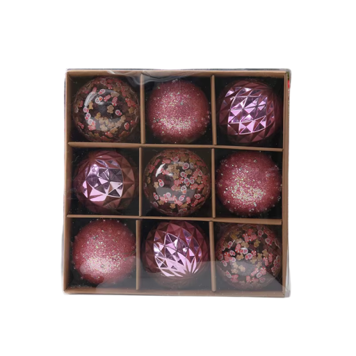 9 pz Palline di Natale Rosa 6 cm Decorazioni Sospese Infrangibili per Albero di Natale Decorazioni Eleganti per Decorazione Domestica, Feste e Capodanno