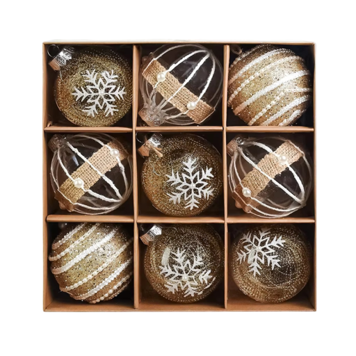 9 unidades Bolas de Navidad 6 cm Doradas irrompibles adornos colgantes para el árbol Decoración del hogar Fiesta de Navidad y Año Nuevo