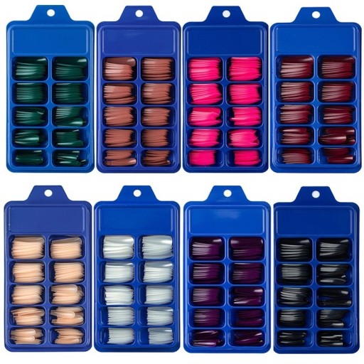Set med färgade konstgjorda naglar 100 st