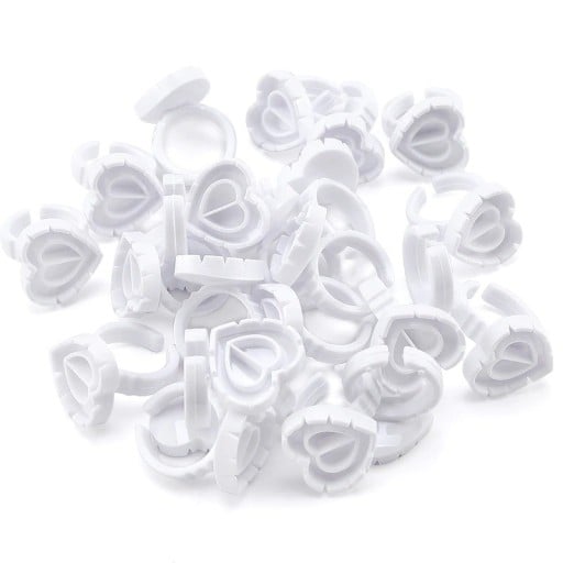 Anneau pour colle et cils en forme de cœur 50 pcs