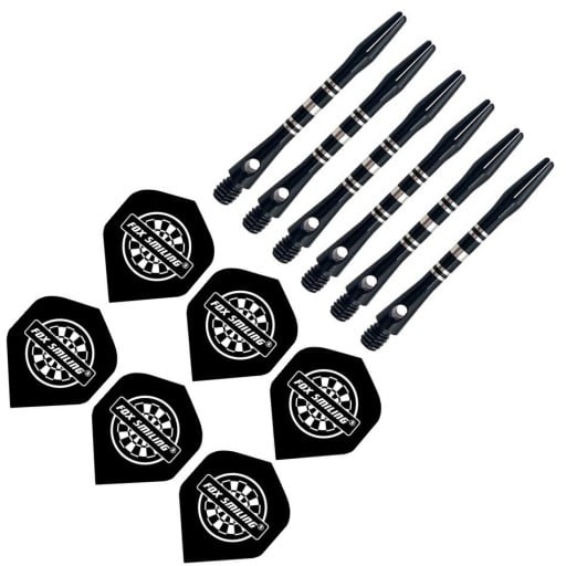 Dartskaft och flyglar i aluminium 12 st T962