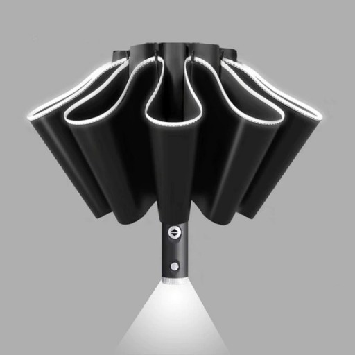 Helautomatiskt paraply med LED-ficklampa