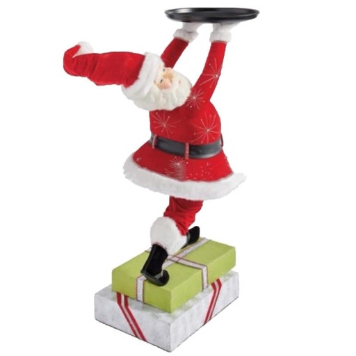 Jultomten håller en bricka
