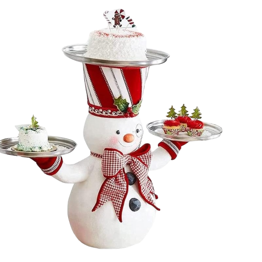 Snögubbe med en bricka