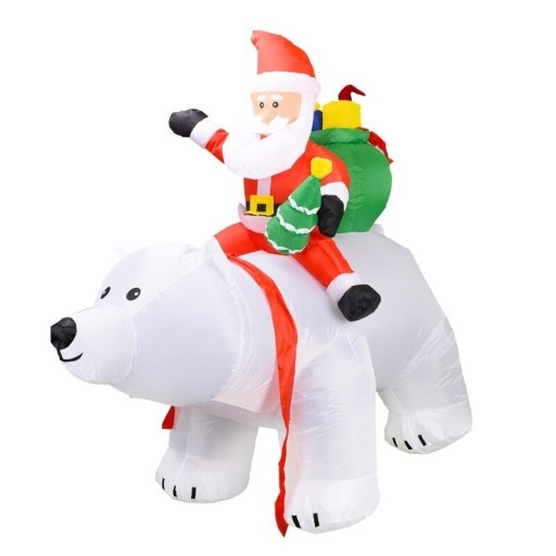 Uppblåsbar jultomte på en björn