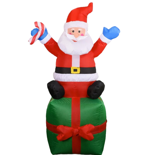 Uppblåsbar jultomte med en gåva