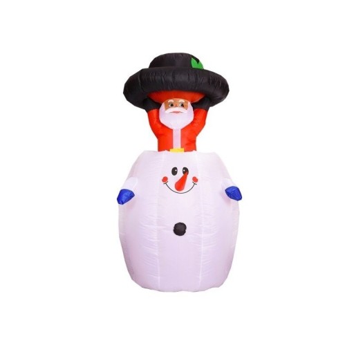 Uppblåsbar jultomte i en snögubbe