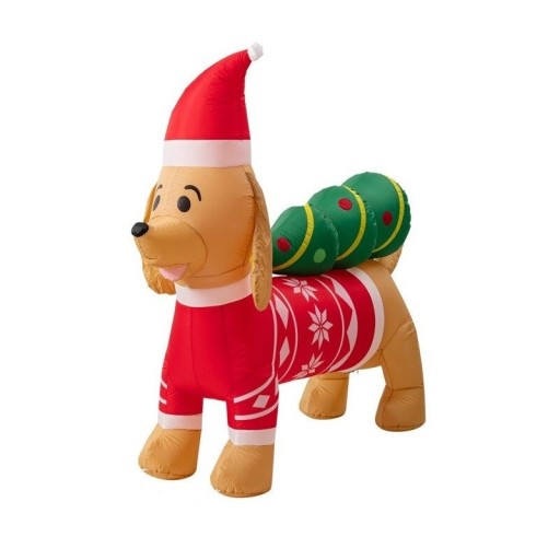 Uppblåsbar julhund med träd