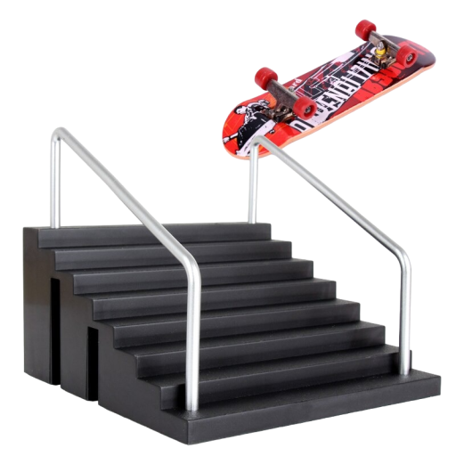 Uppsättning av trappor och mini skateboard