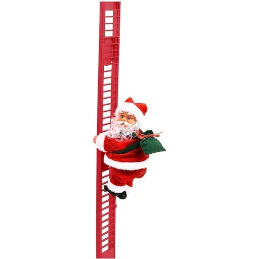 Juldekoration jultomten på en stege