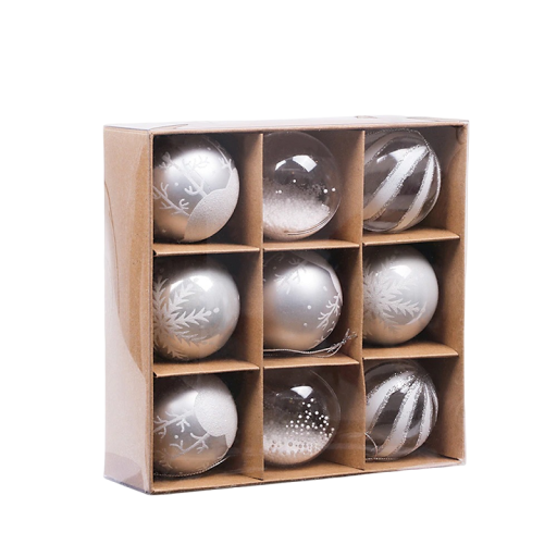 Set med plastkulor 6 cm 9 st