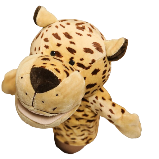 Leopard plysch marionett