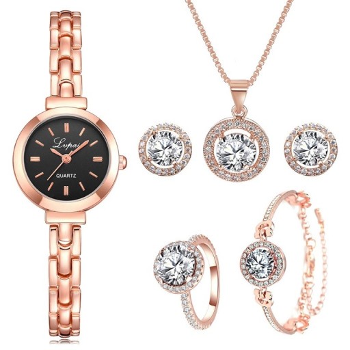 Elegant set med klockor och smycken för kvinnor