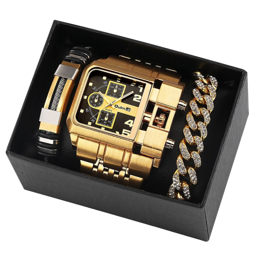 Set med herrklockor med armband 3 st