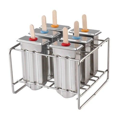 Rostfria formar för 6 popsicles med stativ