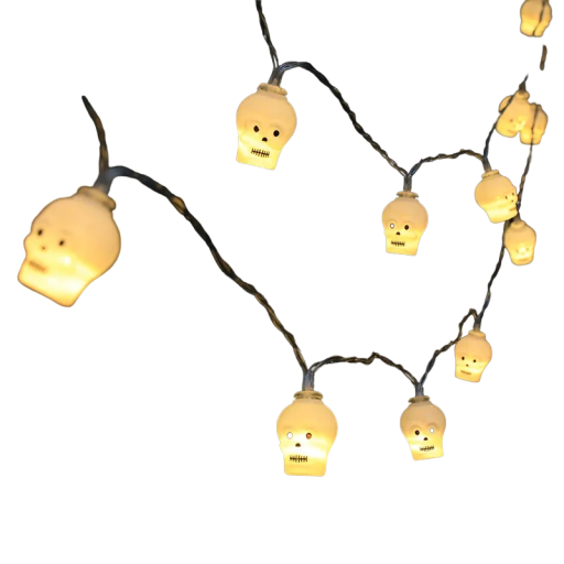 Halloween skull ljuskedja 1,5 m på 2x AA batterier