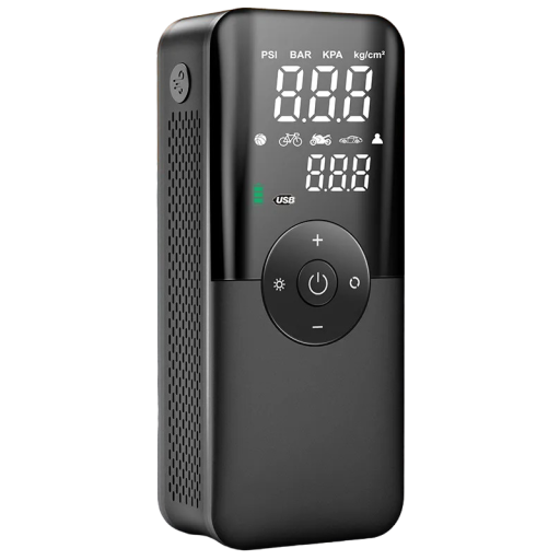 Trådlös däckkompressor med 2000 mAh x 2 ficklampa