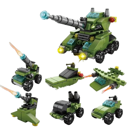 Fällbar leksak 6 i 1 militärbilar