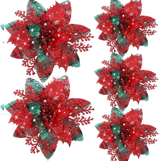 Juldekorationsblomma 5 st V127