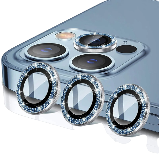 Skyddsglas för den bakre kameran för iPhone 12 Pro Max, ram med strass