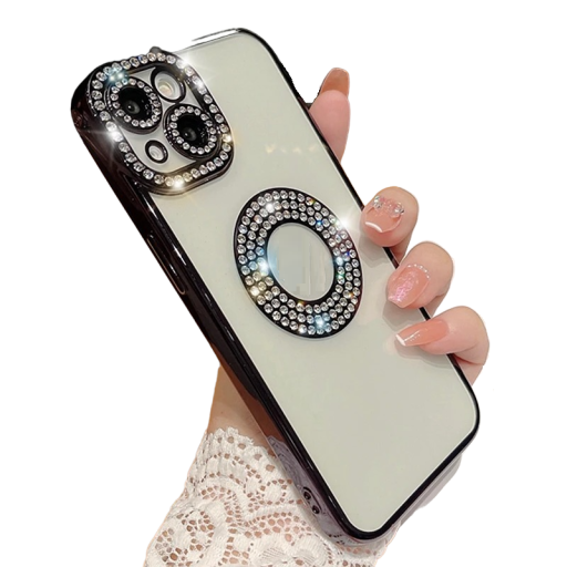 Genomskinligt fodral med diamanter för iPhone 15