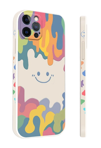 Silikonfodral med smiley till Samsung Galaxy A14, vit