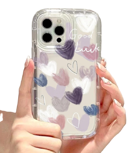 Transparent skyddsfodral med lila hjärtan motiv för Samsung Galaxy A14