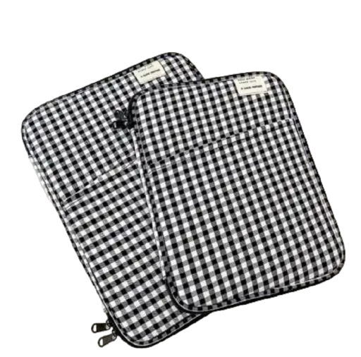 Rutigt MacBook och iPad fodral med sidficka 14 tum, 35 x 26 cm