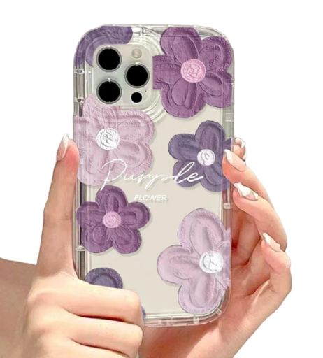 Transparent skyddsfodral med lila blommotiv för Samsung Galaxy S23 Ultra