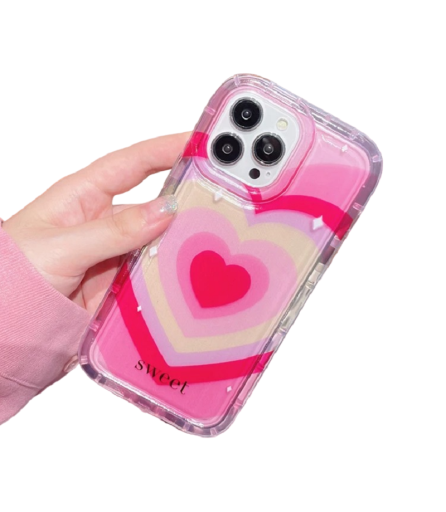 Transparent skyddsfodral med rosa hjärtmotiv för Samsung Galaxy S23 Ultra