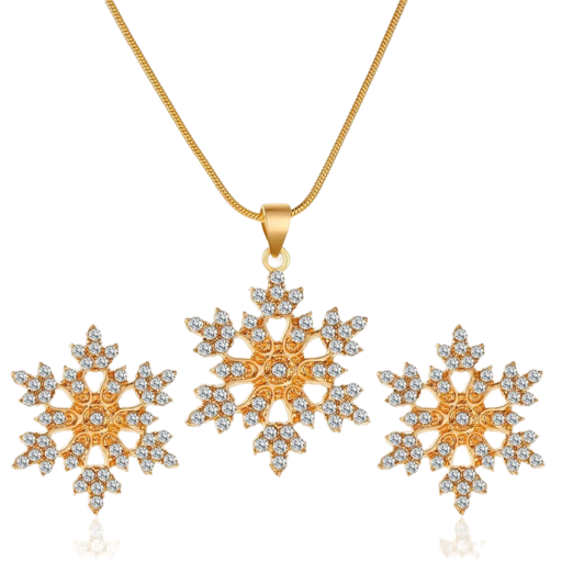 Presentset för snöflinga halsband och örhängen för kvinnor