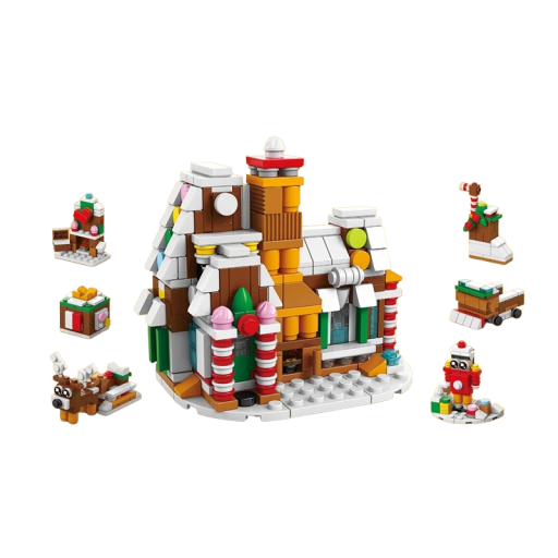 Jul DIY kit 6 i 1 med färgat ljus Bygg julstuga 307 st 9,4 x 6 cm