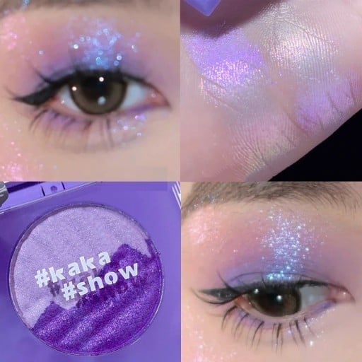 Tvåfärgad face highlighter Kompakt highlighter shimmer face palett Ljusande skimrande puder Skimrande ögonskugga