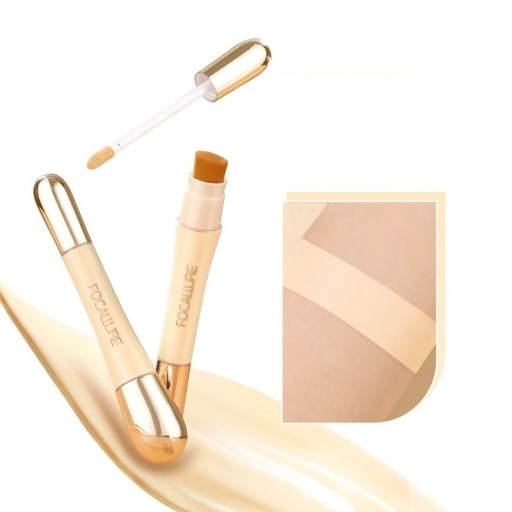 Vattentät foundation med hög täckning Långvarig matt concealer för hudfel Dubbelsidig concealer med två typer av borstar